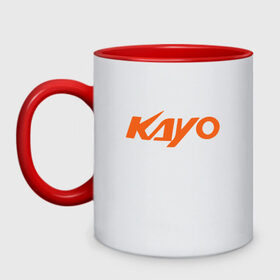 Кружка двухцветная с принтом KAYO LOGO (Z) в городе Новоалтайск, керамика | объем — 330 мл, диаметр — 80 мм. Цветная ручка и кайма сверху, в некоторых цветах — вся внутренняя часть | Тематика изображения на принте: kayo | moto | motorcycle | sport | байк | кайо | мото | мотоциклы | спорт