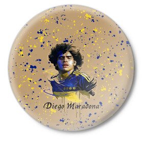 Значок с принтом Diego Maradona в городе Новоалтайск,  металл | круглая форма, металлическая застежка в виде булавки | Тематика изображения на принте: cup | diego maradona | diego maradona letterin | diego maradona print | football | footballer | great footballer | number 10 | великий футболист | диего марадона | кубок | надпись диего марадона | номер 10 | принт диего марадона | футбол 