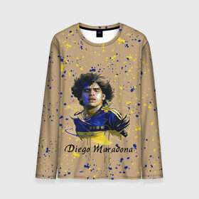 Мужской лонгслив 3D с принтом Diego Maradona в городе Новоалтайск, 100% полиэстер | длинные рукава, круглый вырез горловины, полуприлегающий силуэт | Тематика изображения на принте: cup | diego maradona | diego maradona letterin | diego maradona print | football | footballer | great footballer | number 10 | великий футболист | диего марадона | кубок | надпись диего марадона | номер 10 | принт диего марадона | футбол 
