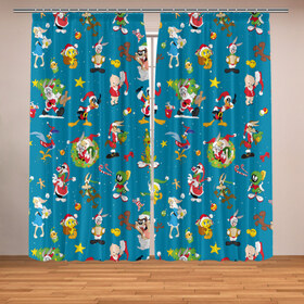 Фотошторы с принтом Looney Tunes Christmas в городе Новоалтайск, Блэкаут (светозащита 90%) / Габардин (светозащита 40% | 2 полотна шириной по 145 см; Высота 200-300 см; Крепление: шторная лента (на крючки); | bugs | bunny | cat | coyote | daffy | duck | looney | marvin | pig | porky | sylvester | tunes | tweety | vdzajul | wile | багз | бани | банни | вайл | дак | даффи | дьявол | койот | кот | лола | марвин | марсианин | пиг | порки | силь
