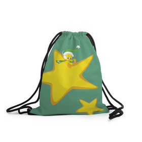 Рюкзак-мешок 3D с принтом Tweety and stars в городе Новоалтайск, 100% полиэстер | плотность ткани — 200 г/м2, размер — 35 х 45 см; лямки — толстые шнурки, застежка на шнуровке, без карманов и подкладки | looney | tunes | tweety | vdzajul | твити
