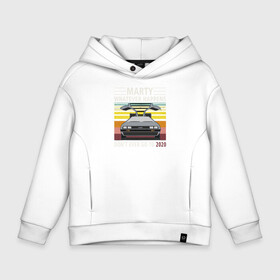 Детское худи Oversize хлопок с принтом Back to the Future в городе Новоалтайск, френч-терри — 70% хлопок, 30% полиэстер. Мягкий теплый начес внутри —100% хлопок | боковые карманы, эластичные манжеты и нижняя кромка, капюшон на магнитной кнопке | back to the future | bttf | марти макфлай