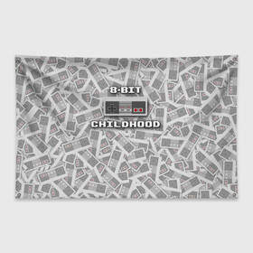 Флаг-баннер с принтом 8-bit childhood в городе Новоалтайск, 100% полиэстер | размер 67 х 109 см, плотность ткани — 95 г/м2; по краям флага есть четыре люверса для крепления | 8 bit | 8 бит | dendy | nes | nintendo | денди | джойстик | нинтендо