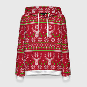 Женская толстовка 3D с принтом Viral sweater в городе Новоалтайск, 100% полиэстер  | двухслойный капюшон со шнурком для регулировки, мягкие манжеты на рукавах и по низу толстовки, спереди карман-кенгуру с мягким внутренним слоем. | deer | happy new year | new year | santa | защитный экран | корона | коронавирус | новогодний свитер | новый год | свитер | свитер с маской | свитер с оленями