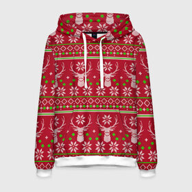 Мужская толстовка 3D с принтом Viral sweater в городе Новоалтайск, 100% полиэстер | двухслойный капюшон со шнурком для регулировки, мягкие манжеты на рукавах и по низу толстовки, спереди карман-кенгуру с мягким внутренним слоем. | deer | happy new year | new year | santa | защитный экран | корона | коронавирус | новогодний свитер | новый год | свитер | свитер с маской | свитер с оленями