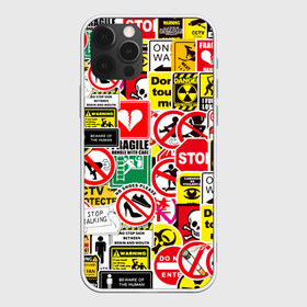 Чехол для iPhone 12 Pro Max с принтом Запрещающие знаки в городе Новоалтайск, Силикон |  | danger | sticker bombing | запрещающие знаки | опасность | прикол | стикер бомбинг | череп