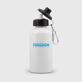 Бутылка спортивная с принтом Freedom в городе Новоалтайск, металл | емкость — 500 мл, в комплекте две пластиковые крышки и карабин для крепления | freedom | надпись | свобода | фриман | человек