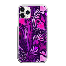 Чехол для iPhone 11 Pro Max матовый с принтом САД РОЗОВЫХ СЕРДЕЦ в городе Новоалтайск, Силикон |  | Тематика изображения на принте: листья | растения | розовый | сердце | фиолетовый