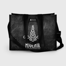 Сумка-шоппер 3D с принтом Mjolnir в городе Новоалтайск, 100% полиэстер | застегивается на металлическую кнопку; внутренний карман застегивается на молнию. Стенки укреплены специальным мягким материалом, чтобы защитить содержимое от несильных ударов
 | mjolnir | викинг | молот | мьёльнир | символ | скандинавия | тор | язычество