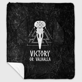 Плед с рукавами с принтом Victory or Valhalla в городе Новоалтайск, 100% полиэстер | Закругленные углы, все края обработаны. Ткань не мнется и не растягивается. Размер 170*145 | вальхалла | викинг | ворон | символ | скандинавия | череп | язычество