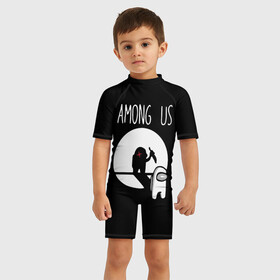 Детский купальный костюм 3D с принтом AMONG US в городе Новоалтайск, Полиэстер 85%, Спандекс 15% | застежка на молнии на спине | among us | impostor | амонг ас | игра | космический | космический корабль | космонавт | космос | мем | предатель | среди нас | экшен