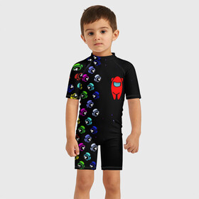 Детский купальный костюм 3D с принтом AMONG US в городе Новоалтайск, Полиэстер 85%, Спандекс 15% | застежка на молнии на спине | among us | impostor | амонг ас | игра | космический | космический корабль | космонавт | космос | мем | предатель | среди нас | экшен