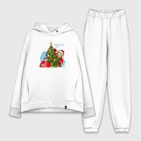 Женский костюм хлопок Oversize с принтом Happy New Year в городе Новоалтайск,  |  | 2021 | bull | happy new year | happy new year 2021 | happy new year 21 | happy new year bull | бык | бык дед мороз | год быка | новогодняя елка | новый год быка | с годом быка | с новым годом | символ 2021 | символ года | символ года 2021
