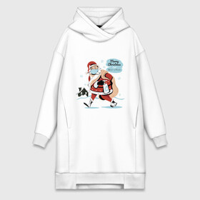 Платье-худи хлопок с принтом Санта в маске в городе Новоалтайск,  |  | art | christmas | gifts | house | mask | new year | old man | santa | snow | winter | арт | дом | зима | маска | новый год | подарки | рождество | санта | снег | старик