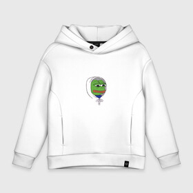 Детское худи Oversize хлопок с принтом Pepe in the hoodie в городе Новоалтайск, френч-терри — 70% хлопок, 30% полиэстер. Мягкий теплый начес внутри —100% хлопок | боковые карманы, эластичные манжеты и нижняя кромка, капюшон на магнитной кнопке | Тематика изображения на принте: mem | pepe in the hoodie | грустный | животные | капюшон | лягушка | мем | пепе | пепе в худи | прикол | юмор
