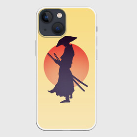 Чехол для iPhone 13 mini с принтом Ронин в городе Новоалтайск,  |  | bushido | japan | japanes | katana | ronin | samurai | sword | бусидо | воин | восходящее солнце | катана | кимоно | меч | мечник | рассвет | ронин | самурай | самурайский | силуэт | силуэт воина | солнце | якудза | японец