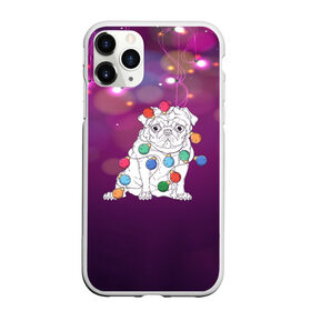 Чехол для iPhone 11 Pro Max матовый с принтом Мопс в городе Новоалтайск, Силикон |  | Тематика изображения на принте: christmas зима | new year | winter | новогодний | новый год | рождество | текстура | украшение