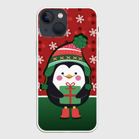 Чехол для iPhone 13 mini с принтом Пингвин. Новый год в городе Новоалтайск,  |  | зима | новый год | паттерн | пингвин | подарок | праздник | снежинки