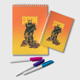 Блокнот с принтом Doom в городе Новоалтайск, 100% бумага | 48 листов, плотность листов — 60 г/м2, плотность картонной обложки — 250 г/м2. Листы скреплены удобной пружинной спиралью. Цвет линий — светло-серый
 | doom | doom eternal | fps | game | games | hell | shooter | shotgun | ад | дробовик | дум | думгай | игра | игры