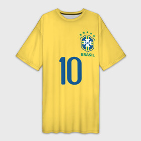 Платье-футболка 3D с принтом Форма ПЕЛЕ в городе Новоалтайск,  |  | brazil | game | legend | pele | sport | uniform | бразилия | гол | желтый | игра | легенда | мяч | нападающий | пеле | ретро | форма | футбол | чемпион | чемпионат