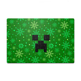 Пазл магнитный 126 элементов с принтом ЗИМНИЙ MINECRAFT в городе Новоалтайск, полимерный материал с магнитным слоем | 126 деталей, размер изделия —  180*270 мм | christmas | creeper | game | minecraft | new year | snow | winter | зима | крипер | майнкрафт | мороз | новый год | рождество | снег | снежинки