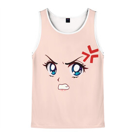 Мужская майка 3D с принтом Angry anime girl в городе Новоалтайск, 100% полиэстер | круглая горловина, приталенный силуэт, длина до линии бедра. Пройма и горловина окантованы тонкой бейкой | angry | anime | art | big | eyes | face | girl | kawaii | manga | style | аниме | арт | взгляд | глаза | девушка | злой | кавай | лицо | манга