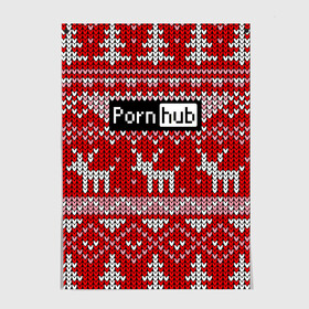 Постер с принтом Pornhub в городе Новоалтайск, 100% бумага
 | бумага, плотность 150 мг. Матовая, но за счет высокого коэффициента гладкости имеет небольшой блеск и дает на свету блики, но в отличии от глянцевой бумаги не покрыта лаком | deer | fashion | horns | new year | pattern | vanguard | x mas tree | авангард | ёлка | мода | новый год | олень | рога | узор
