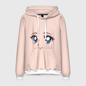 Мужская толстовка 3D с принтом Happy anime face в городе Новоалтайск, 100% полиэстер | двухслойный капюшон со шнурком для регулировки, мягкие манжеты на рукавах и по низу толстовки, спереди карман-кенгуру с мягким внутренним слоем. | angry | anime | art | big | eyes | face | girl | kawaii | manga | style | аниме | арт | глаза | девушка | кавай | лицо | манга