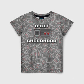 Детская футболка 3D с принтом 8-bit childhood в городе Новоалтайск, 100% гипоаллергенный полиэфир | прямой крой, круглый вырез горловины, длина до линии бедер, чуть спущенное плечо, ткань немного тянется | 8 bit | 8 бит | sega | sega master system | джойстик | сега