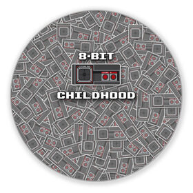 Коврик для мышки круглый с принтом 8-bit childhood в городе Новоалтайск, резина и полиэстер | круглая форма, изображение наносится на всю лицевую часть | 8 bit | 8 бит | sega | sega master system | джойстик | сега