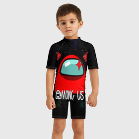 Детский купальный костюм 3D с принтом AMONG US в городе Новоалтайск, Полиэстер 85%, Спандекс 15% | застежка на молнии на спине | among us | impostor | амонг ас | игра | космический | космический корабль | космонавт | космос | мем | предатель | среди нас | экшен