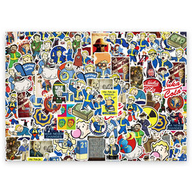 Поздравительная открытка с принтом FALLOUT STICKER BOMBING в городе Новоалтайск, 100% бумага | плотность бумаги 280 г/м2, матовая, на обратной стороне линовка и место для марки
 | fallout sticker | атомный | волт бой | герой | игра | персонаж | радиация | стикер бомбинг | фаллаут | фоллаут | человечек