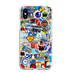 Чехол для iPhone XS Max матовый с принтом Programming stickers в городе Новоалтайск, Силикон | Область печати: задняя сторона чехла, без боковых панелей | Тематика изображения на принте: css | it | linux | programming | wi fi | код | компьютер | линукс | программирование | профессия | стикер бомбинг