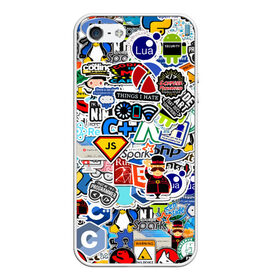 Чехол для iPhone 5/5S матовый с принтом Programming stickers в городе Новоалтайск, Силикон | Область печати: задняя сторона чехла, без боковых панелей | Тематика изображения на принте: css | it | linux | programming | wi fi | код | компьютер | линукс | программирование | профессия | стикер бомбинг