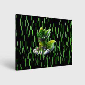 Холст прямоугольный с принтом Protogen music в городе Новоалтайск, 100% ПВХ |  | cute | furry | green | love | music