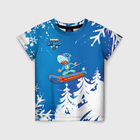 Детская футболка 3D с принтом Brawl Stars (Snowboarding) в городе Новоалтайск, 100% гипоаллергенный полиэфир | прямой крой, круглый вырез горловины, длина до линии бедер, чуть спущенное плечо, ткань немного тянется | Тематика изображения на принте: brawl | break dance | leon | moba | skateboard | stars | supercell | surfing | игра | коллаборация | коллаж | колоборация | паттерн