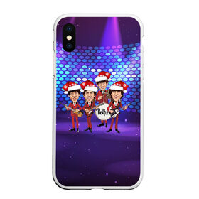 Чехол для iPhone XS Max матовый с принтом Новогодний концерт Битлз в городе Новоалтайск, Силикон | Область печати: задняя сторона чехла, без боковых панелей | Тематика изображения на принте: битлз | битлы | год | джон | концерт | леннон | новогодний | новый | рождество | сцена