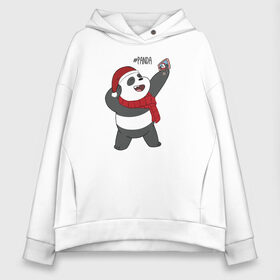 Женское худи Oversize хлопок с принтом Panda в городе Новоалтайск, френч-терри — 70% хлопок, 30% полиэстер. Мягкий теплый начес внутри —100% хлопок | боковые карманы, эластичные манжеты и нижняя кромка, капюшон на магнитной кнопке | cartoon network | panda | vdkimel | we bare bears | вся правда о медведях | панда