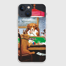 Чехол для iPhone 13 mini с принтом Собаки играют в покер в городе Новоалтайск,  |  | a friend in need | art | artist | bets | buldog | cards | chips | dogs | gambling | games | memes | picture | poker | азартные игры | бульдог | друг познается в беде | искусство | картина | карты | мемы | покер | сенбернар | собаки | собачки | ставки