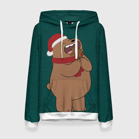 Женская толстовка 3D с принтом Grizz в городе Новоалтайск, 100% полиэстер  | двухслойный капюшон со шнурком для регулировки, мягкие манжеты на рукавах и по низу толстовки, спереди карман-кенгуру с мягким внутренним слоем. | Тематика изображения на принте: cartoon network | grizz | vdkimel | we bare bears | вся правда о медведях | гризли