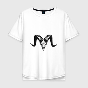 Мужская футболка хлопок Oversize с принтом Animal head в городе Новоалтайск, 100% хлопок | свободный крой, круглый ворот, “спинка” длиннее передней части | animal | head | голова | животное | рога
