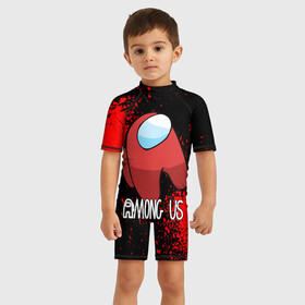 Детский купальный костюм 3D с принтом AMONG US в городе Новоалтайск, Полиэстер 85%, Спандекс 15% | застежка на молнии на спине | among us | impostor | амонг ас | игра | космический | космический корабль | космонавт | космос | мем | предатель | среди нас | экшен