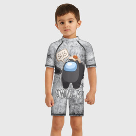 Детский купальный костюм 3D с принтом AMONG US в городе Новоалтайск, Полиэстер 85%, Спандекс 15% | застежка на молнии на спине | among us | impostor | амонг ас | игра | космический | космический корабль | космонавт | космос | мем | предатель | среди нас | экшен