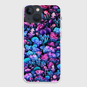 Чехол для iPhone 13 mini с принтом Волшебные грибы в городе Новоалтайск,  |  | neon | гриб | грибник | грибочки | магия | мистика | мухомор | паттерн | поганки | психоделика | психоделический | свет | сияние