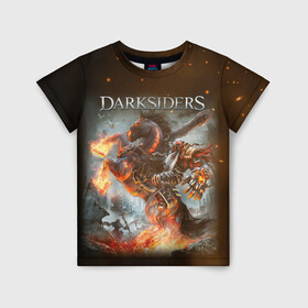 Детская футболка 3D с принтом Darksiders (Z) в городе Новоалтайск, 100% гипоаллергенный полиэфир | прямой крой, круглый вырез горловины, длина до линии бедер, чуть спущенное плечо, ткань немного тянется | azrael | darksiders | darksiders 2 | darksiders 3 | griever | silitha | tiamat | ulthane | vulgrim | wrath of war | всадник апокалипсиса | гнев войны | обугленный совет | руина | ультэйн | чёрный молот