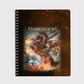 Тетрадь с принтом Darksiders (Z) в городе Новоалтайск, 100% бумага | 48 листов, плотность листов — 60 г/м2, плотность картонной обложки — 250 г/м2. Листы скреплены сбоку удобной пружинной спиралью. Уголки страниц и обложки скругленные. Цвет линий — светло-серый
 | azrael | darksiders | darksiders 2 | darksiders 3 | griever | silitha | tiamat | ulthane | vulgrim | wrath of war | всадник апокалипсиса | гнев войны | обугленный совет | руина | ультэйн | чёрный молот