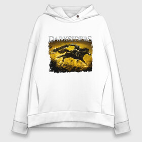 Женское худи Oversize хлопок с принтом Darksiders (Z) в городе Новоалтайск, френч-терри — 70% хлопок, 30% полиэстер. Мягкий теплый начес внутри —100% хлопок | боковые карманы, эластичные манжеты и нижняя кромка, капюшон на магнитной кнопке | azrael | darksiders | darksiders 2 | darksiders 3 | griever | silitha | tiamat | ulthane | vulgrim | wrath of war | всадник апокалипсиса | гнев войны | обугленный совет | руина | ультэйн | чёрный молот