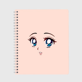 Тетрадь с принтом Surprised anime face в городе Новоалтайск, 100% бумага | 48 листов, плотность листов — 60 г/м2, плотность картонной обложки — 250 г/м2. Листы скреплены сбоку удобной пружинной спиралью. Уголки страниц и обложки скругленные. Цвет линий — светло-серый
 | angry | anime | art | big | eyes | face | girl | kawaii | manga | style | surprised | аниме | арт | глаза | девушка | испуганная | кавай | лицо | манга | удивленная