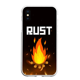 Чехол для iPhone XS Max матовый с принтом RUST в городе Новоалтайск, Силикон | Область печати: задняя сторона чехла, без боковых панелей | action | game | rust | zombie | апокалипсис. | выживание | зомби | игра | лес | радиация | раст
