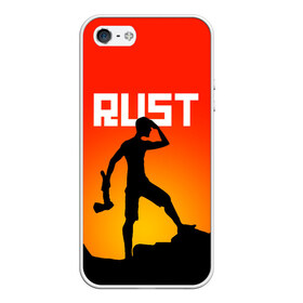 Чехол для iPhone 5/5S матовый с принтом RUST в городе Новоалтайск, Силикон | Область печати: задняя сторона чехла, без боковых панелей | action | game | rust | zombie | апокалипсис. | выживание | зомби | игра | лес | радиация | раст